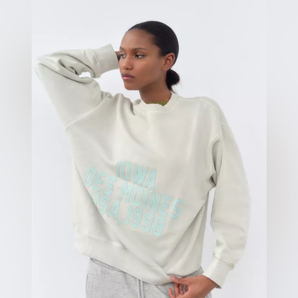 Zara WASHED EFFECT RUBBERIZED TEXT SWEATSHIRT - Size M